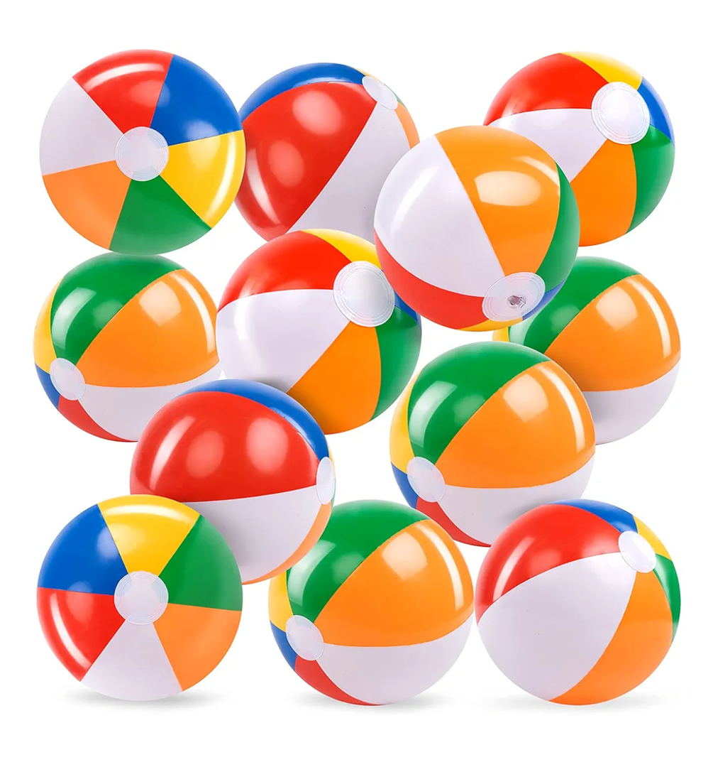 JOYIN Rainbow Beach Balls(12 Pack), 12'' Inflatable Swimming Pool Toys for Summer Water Games Kids Birthday Party Supplies Combo Set Include Inflatable Beach Balls