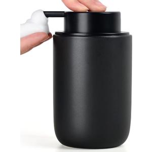 BosilunLife Black Foam Soap Dispenser - Ceramic Foaming Hand Wash Dispenser for Bathroom Modern Farmhouse Small Soap Dispenser Lotion Hand Pump Dispenser for Kitchen Sink