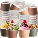 Paper Ice Cream Cups 9oz Colored Disposable Dessert Bowls for Hot or Cold Food Party Cups for Birthday Baby Shower Easter Party Supplies(Woodland Color,60 Pcs)