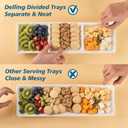 DELLING 16x5 Inch Ceramic 3-Section Serving Tray Set of 3, Stackable Divided Serving Platter - White Porcelain Appetizer Tray for Snack Food Dessert, Dishwasher Safe