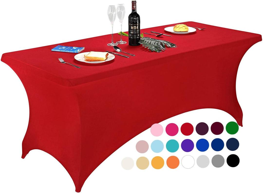 LZY Spandex Fitted Stretch Table Cover for 6 ft or 4ft or 8ft Folding Table, Rectangular Cocktail Tablecloth, Perfect for Party or Banquet, 72" x 30" (Rectangular)