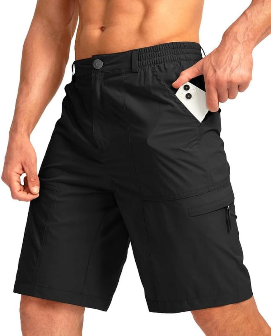 Viodia Men's Hiking Cargo Shorts with 6 Pockets Quick Dry Lightweight Stretch Shorts for Men Outdoor Fishing Golf Shorts (3X-Large, Black)
