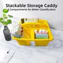 6 Pack Classroom Caddy with Handle, Plastic Storage Caddy Organizer with 3 Compartments, Desk Caddies Portable Storage Bin for Pencil, Crayon, Marker, Home, Office, Classroom Supply, Rainbow Colors