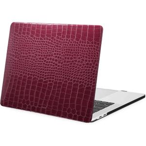 Compatible with New MacBook Air 13.6 inch M4 M3 M2 Case with Retina & Touch ID 2025 2024 2022 Release A2681 A3113 A3240, Sturdy Leather Plastic Protective Laptop Case,Red Crocodile Print
