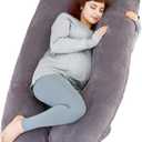 MOON PINE Pregnancy Pillow, U Shaped Full Body Pillow for Maternity Support, Sleeping Pillow with Cover for Pregnant Women (Grey)