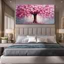 Pink Wall Art Large Tree of Life Wall Art for Living Room Bedroom Office Bathroom Modern Framed Canvas Prints Pink and Grey Picture Size 30x60