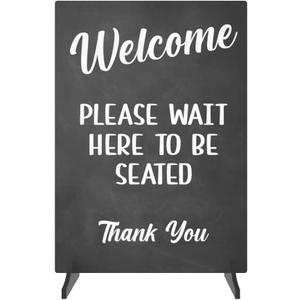 Welcome Sign Stand - Freestanding or Adhesive, Blackboard Effect Acrylic Stand for Cafes, Restaurants or Pubs