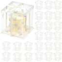 24 Pcs Clear Gift Box with Ribbon 3-Layer 10x10x12 Inch, Transparent Cake Carrier Box with Lids, PET Tall Cake Packaging Boxes, Clear Gift Boxes for Birthday,Wedding and Festival Party