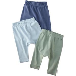 Butterblu Harlowe 3Pack Pants​ 100% Organic Cotton for Baby Boys & Girls, Terra, 03 Months