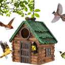 Bird House for Outside, Resin Bluebird House for Outdoors Finches, Cardinals and Yellow Finches Wild Bird Nesting, 5 Years Weatherable Decorative Stone Hanging Birdhouse for Yard Garden Decor