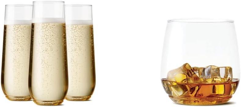 TOSSWARE POP Premium Quality Unbreakable Plastic Champagne and Cocktail Glasses Bundle (48 Count)