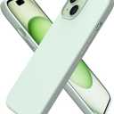 ORNARTO Compatible with iPhone 15 Case 6.1, Slim Liquid Silicone 3 Layers Full Covered Soft Gel Rubber Phone Case, Anti-Scratch Shockproof Protective Cover 6.1 Inch, Light Green