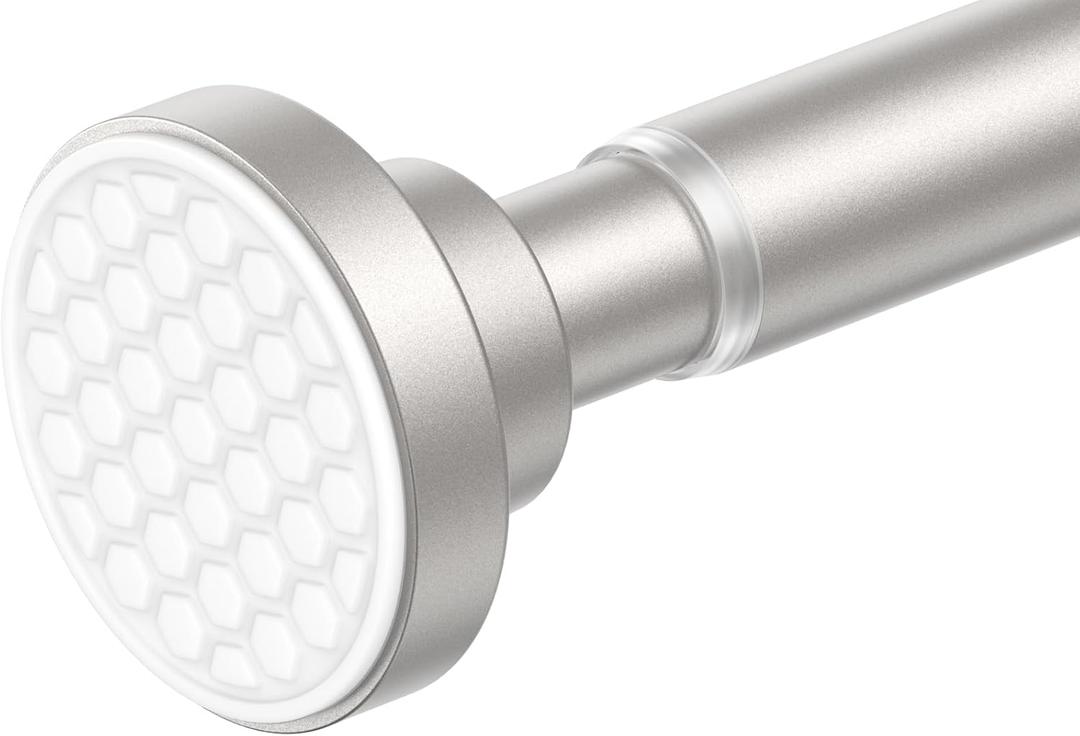 AIZESI Brushed Nickel Shower Curtain Rod, Adjustable 42-74 Inch Tension Shower Curtain Rod, 1" Diameter Shower Rod No Drilling, Anti-Slip, Premium Stainless Steel Anti-Rust