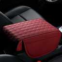 wuyaoyao Car Center Console Cover, 12.2"8.27"1.97" Leather Center Console Protector, Auto Armrest Pad with 2 Storage Pocket, Universal Armrest Cover Cushion for Most Cars, Trucks, SUVs (Red)