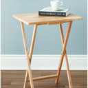 Folding TV Tray Table, Indoor Single Tables for Small Space, Stable Solid Wood Construction Space Saving, 19"" L x W 15"" W x 26"" H (Natural), RT408