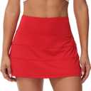 MCEDAR Pleated Tennis Skirt for Women with Pockets Women's High Waisted Athletic Golf Skorts Skirts Running Workout Shorts (6, Red)