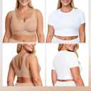 Vertvie Womens Jelly Wireless Bras Seamless T-Shirt Bra No Underwire Full Coverage Pullover Bralettes Supportive Sports Bras (M)