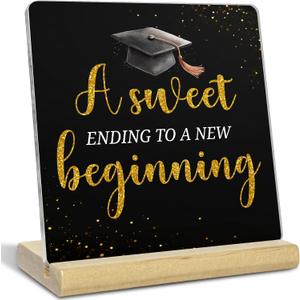 3 x Graduation Desk Decor,a Sweet Ending to a New Beginning Acrylic Sign,Graduation Gifts for College