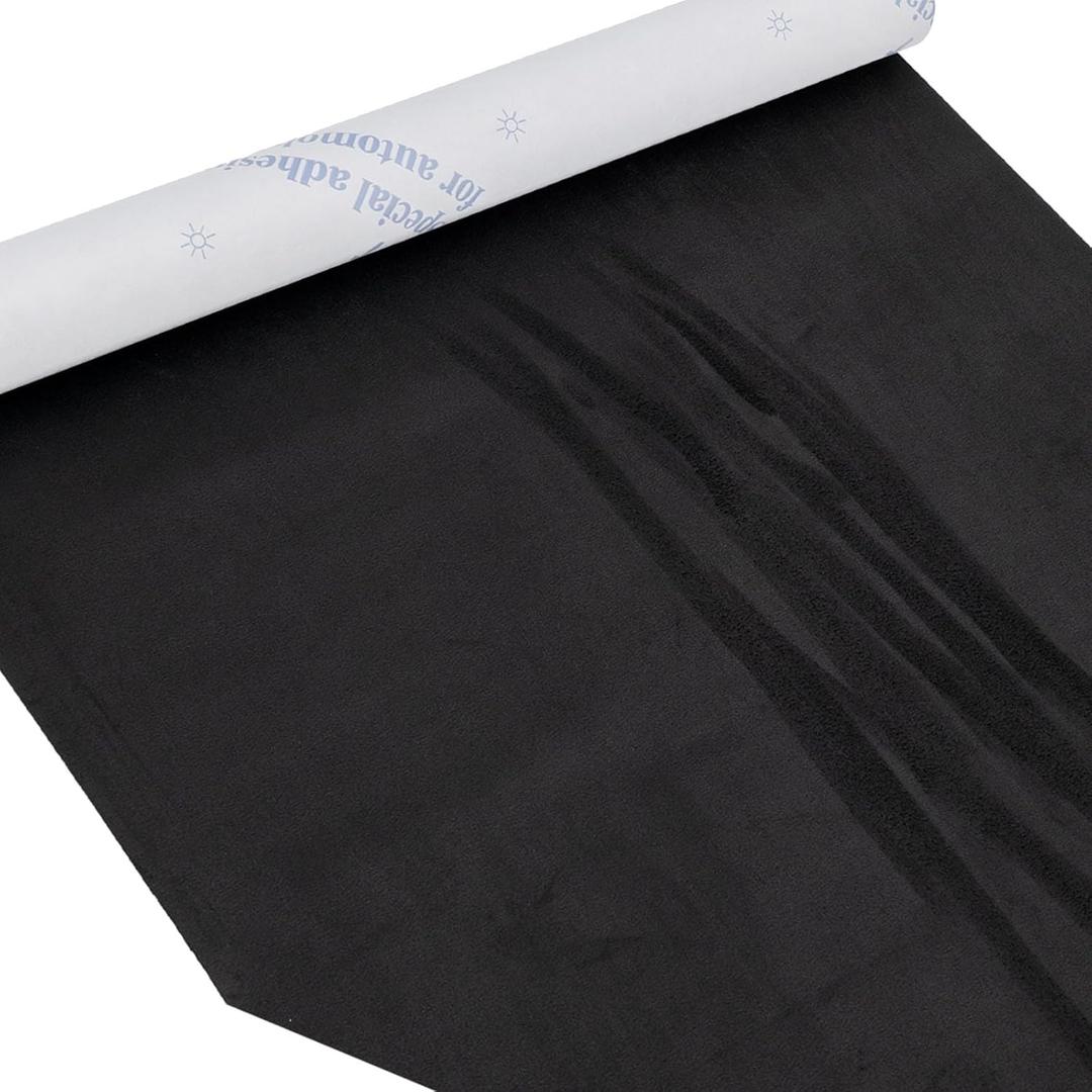 XCMVCN 17x72 inch Premium Black Suede Fabric Wrap, Self-Adhesive Microfiber and Synthetic Suede - Stretch Film Fabric for Car and Home Decorate