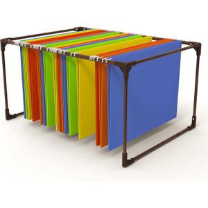 Walnut Hanging File Folder Frame, File Cabinet Organizer for Letter Size, 12.6 Wide x 18 Long x 9.125" Height, File Cabinet Rails Hanging Files in File Drawers (Brown)