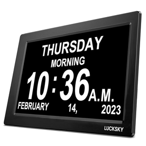 LUCKSKY Large Display Digital Calendar Day Clocks for Seniors, Accurate Time Digital Clock with Date and Day of Week, Adjustable Brightness, Loud Alarm, Easy to Use