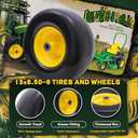 13x6.50-6 Lawn Mower Tires Flat Free Tire and Wheel with Rim, Solid Smooth Rubber for Zero-Turn Mowers, 5.5"-7.72"Centered Hub and 3/4" extra 5/8" 1/2" Bushings (Yellow)
