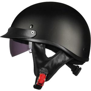 ILM Half Helmet Motorcycle Open Face Sun Visor Quick Release Buckle DOT Approved Cycling Motocross Suits Men Women 205V(XXL, Matt Black)