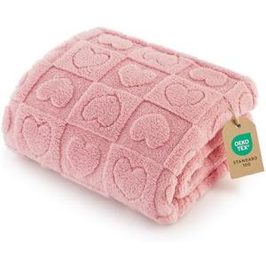 Bedsure Dog Blanket for Small Dogs Washable - Fluffy Fuzzy Puppy Cat Blanket with Premium 300GSM Coral Fleece Soft for Pet Kitten Doggy, Pink, 25x35IN