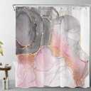 LB Grey and White Shower Curtain Decor,Pink and Black Marble Texture Modern Abstract Shower Curtain for Bathroom 72X72 inch Polyester Fabric Bathroom Decoration Bath Curtains Hooks Included