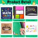 B1ykin Teacher Appreciation Gifts Set - 6pcs Best Teacher Ever Thank You Gifts with PU Notebook, Sticky Notes, Makeup Bag, Bracelet, Pen, Thank You Card for Coworkers Teachers (Math)