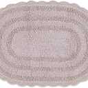 DII Crochet Collection Reversible Bath Mat, Small Oval, 17x24, Dusty Lilac