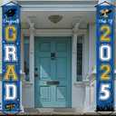 2025 Graduation Banner Class of 2025 Congrats Grad Porch Sign Party Decorations Supplies Welcome Hanging Door Decor for Indoor Outdoor(Blue and Gold)