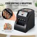 VEVOR Coin Sorter, Sorter and Wrapper Machine with 4 Large Coin Tubes, 9.06 x 7.09 x 9.45 in