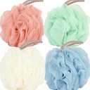 Fu Store Loofah Sponge 60g Shower Loofahs 4 Colors Bath Sponges Mesh Balls for Body Scrubber Exfoliator Wash Back Scrubber Bathroom Men Women - 4 Pack Scrubbers Cleaning Bathing Accessories