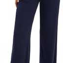 Urban CoCo Womens High Waist Flowy Palazzo Pants Elastic Waist Wide Leg Stretchy Straight Leg Dressy Casual Lounge Trousers (Navy Blue, S)
