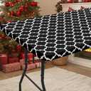 Smiry Rectangle Picnic Table Cover, Waterproof Elastic Fitted Camping Tablecloths for 6 Foot Tables, Wipeable Flannel Backed Vinyl Tablecloth Protector for Indoor, Outdoor (Black, 30x72 Inches)