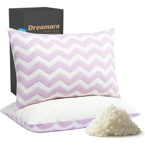 Dreamara Cooling Bed Pillows Queen Size Set of 2  Adjustable Loft Shredded Memory Foam Pillows for Side, Back & Stomach Sleepers, Supportive & Breathable for Hot Sleepers (Mauve)