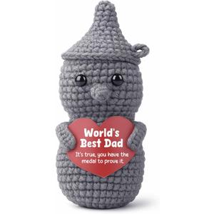 Funny Gift from Daughter or Son, Crochet Tin Man Plush World's Best Dad Award - Humorous Father's, Birthday, for Dad - Handmade Novelty Keepsake Trophy