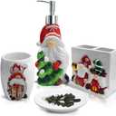 Christmas Bathroom Decor Set, Christmas Gnomes Bathroom Decor, Gnome Toothbrush Holder Set, Gnomes Tree Soap Dish Accessories