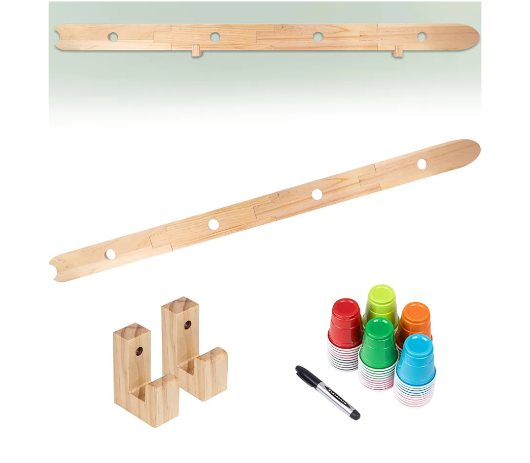 5 FT Shot Board with Wall Mounts and Black Marker,4 Person Drinking Board,Sets:1 Drinking Shot + 2 Wall Mounts+1 Black Mark+50 Cute Glasses, Vacations,Weddings,Bar,Family Gathering, Party,Rustic