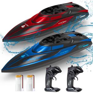 RC Boat for Kids 2 Pack Remote Control Boats Toy with Light Waterproof with Rechargable Battery Boat for Pools Lakes Gifts Boys Girls Adults