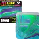 Fidget Toys Squishy Stress Cube, Stress Balls for Kids Adults Squishies Stress Relief, Ice Squishy Cube Sugar Balls, Sensory Toys for Kids with Autism, Fidgets for Classroom Prize Toys (Green)