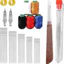 4 x 36 PCS Premium Steel Needles Set, Big Eye Steel Sewing Needles Kit for Hand Sewing, Threader & Needle Repair Kit Stainless Steel Needle for Crafts, Repair, Quilting | Beginner-Friendly (1Set)