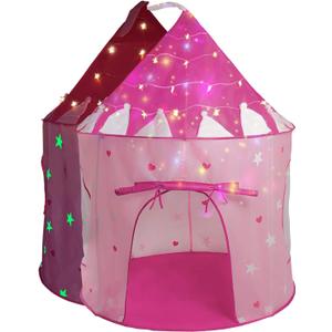 Princess Pop Up Kids Play Tent | Includes Star Lights & Carrying Case |, Children Indoor Castle Playhouse for Girls, Toddlers, 41" D x 41" W x 53" H