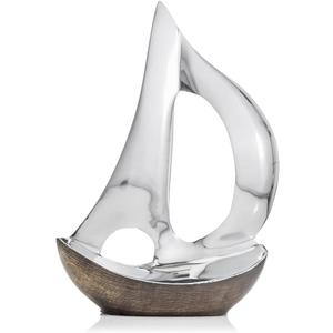 Modern Day Accents Velero Dark Hull Sailboat, Aluminum, Silver, Brown, Modern, Boat, Sculpture, Tabletop Dcor, Home, Office, Water, Sail, 8" x 3" x 12" adds a Coastal Nautical Accent to Your Home