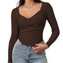 CHYRII Womens Sexy Fall Fashion Twisted Tops Ribbed Knit Winter Pullover Sweater Going Out Crop Tops Coffee M