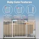 ALLAIBB Extra Wide Pressure Mount Baby Gate Auto Close White Metal Child Dog Pet Safety Gates with Walk Through for Stairs,Doorways,Kitchen and Living Room (71.65-85.03"/182-218cm)