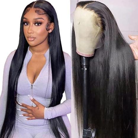 NVL Lace Front Wigs Human Pre Plucked with Baby Hair 200 Density 13x4 HD Transparent Straight Lace Front Wigs for Women Human Hair Glueless (Natural Color, 22 Inch)