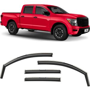 Voron Glass in-Channel Extra Durable Rain Guards for Nissan Titan 2017-2025 Crew Cab, Window Deflectors, Vent Window Visors, 4 Pieces - 200589