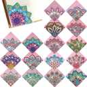 16 Pcs Diamond Painting Bookmark, DIY Corner Book Makers for Book Lovers, Diamond Art Beginners, Small Diamond Art Kits, Paint by Art Crafts Supplies Gift for Women Girls (Mandala)
